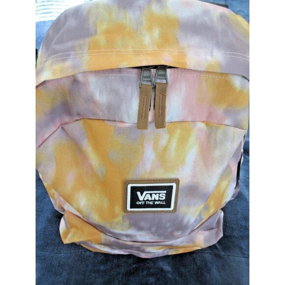 Vans Realm Plus Unisex Tie Dye Backpack Travel Bag Ochre Yellow Purple NWT - Picture 5 of 6